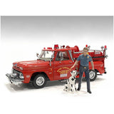 American Diorama Firefighters 6 Piece Figure Set (4 Males, 1 Dog, 1 Accessory) For 1/18 Scale Models 76318-76319-76320-76321