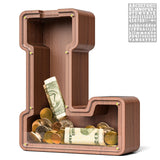 Summidate Wooden Letter Piggy Bank, Extra Thick Large Capacity Piggy Bank for Kids Boys Girls Toddler, Alphabet L Money Bank| Co