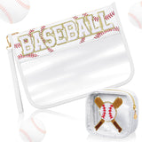 Hillban 2 Pcs Baseball Snack Bags Team Gifts Makeup Cosmetic Bag Clear Chenille Letter Zipper Pouch Toiletry Purse Baseball Acce