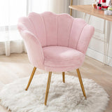 chairus Living Room Chair, Faux Fur Mid Century Modern Retro Leisure Accent Chair with Golden Metal Legs, Vanity Chair for Bedro