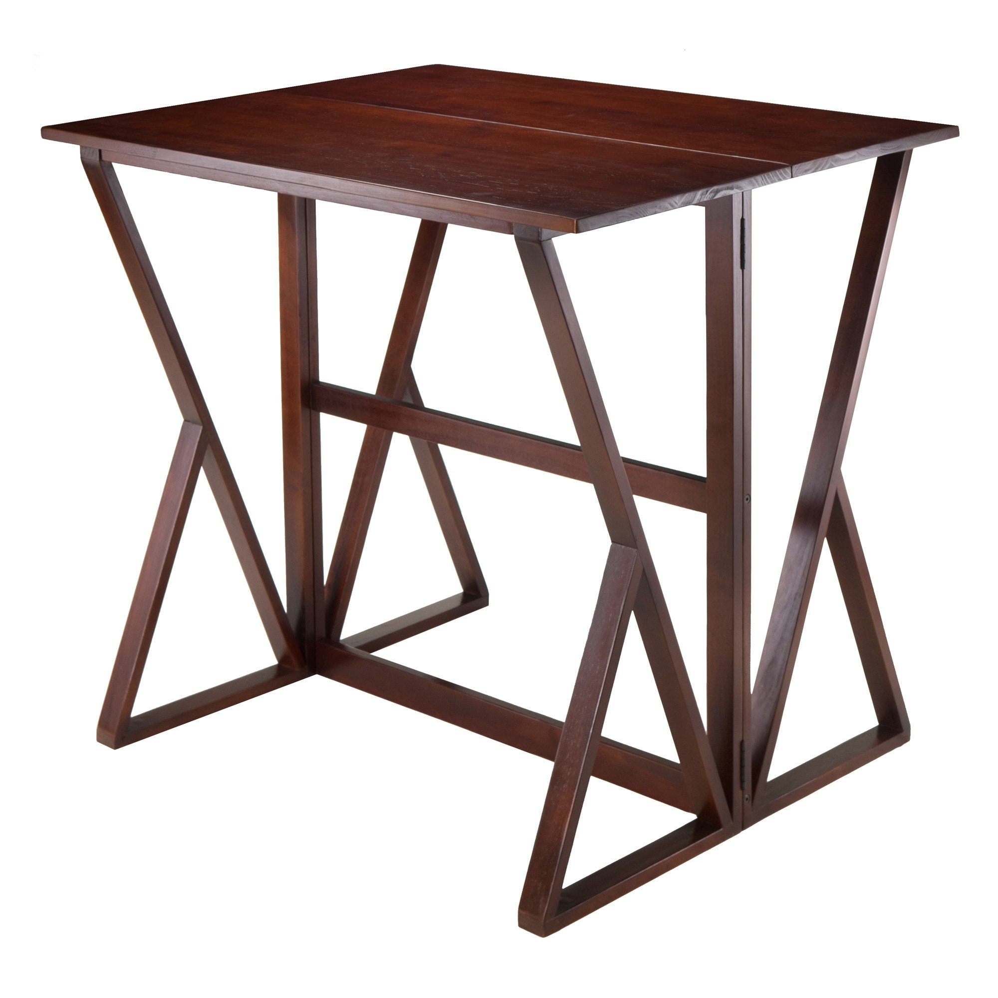 Winsome 3-Piece Harrington Drop Leaf High Table With 2 Cushion Saddle Seat Stools, 29-Inch, Brown