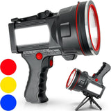 Victoper Spotlight for Camping, 1500 Lumens Bright Handheld Spot Light, 12000 mAh Rechargeable LED Flashlight, 3+3 Modes 4 Color