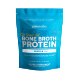 Paleovalley 100% Grass Fed Bone Broth Protein Powder - Vanilla - Rich in Collagen for Hair, Skin, Gut Health, Bone and Joint Sup