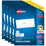 Avery Easy Peel Printable Address Labels with Sure Feed, 1 x 2-5/8 Customizable Stickers, White, 3,750 Blank Mailing Labels, Gre