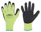 Gloves, Yllw/Blk, XL, 103/8in.L, Latex, PR