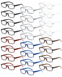 Yexiya 24 Pack Reading Glasses Bulk Adjustable Traditional Reading Glasses with Spring Hinge for Men Women(2.5 Diopters,Multicol