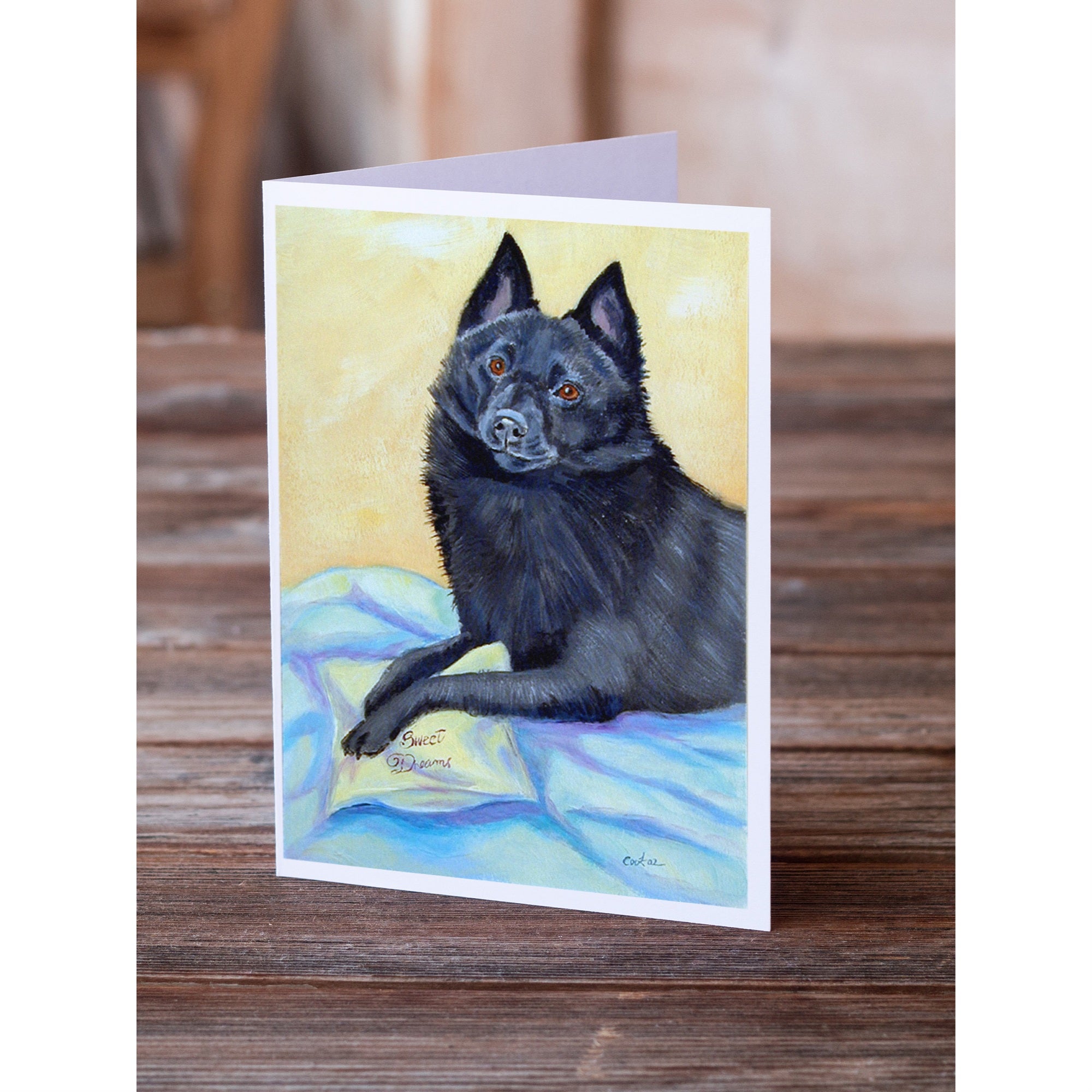 Schipperke Sweet Dreams Greeting Cards And Envelopes Pack Of 8