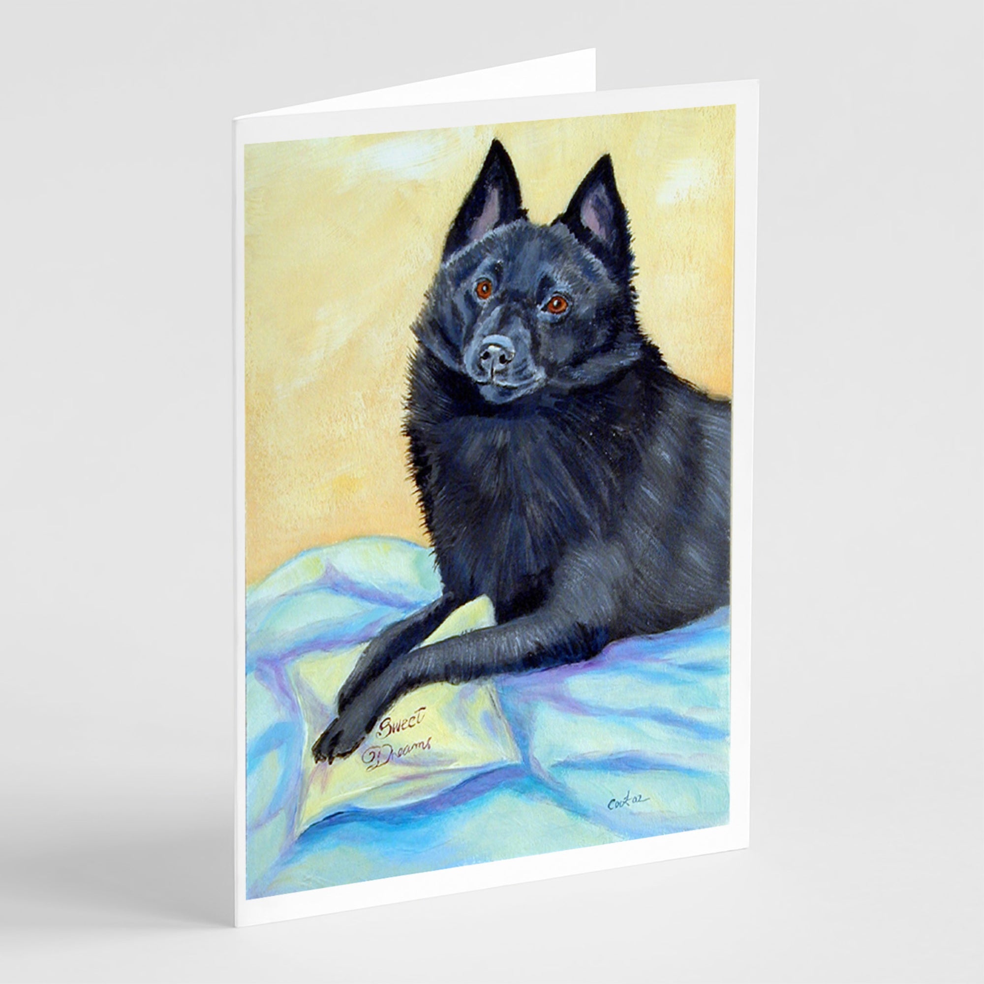 Schipperke Sweet Dreams Greeting Cards And Envelopes Pack Of 8