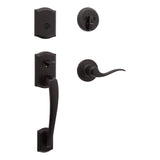 Kwikset Prescott Front Door Lock Handle and Deadbolt Set, Entry Handleset Exterior with Interior Reversible Lever, Venetian Bron
