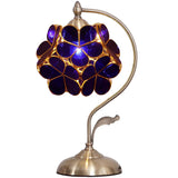 Bieye L10750 Tiffany Style Stained Glass Flower Petal Table Lamp with Brass Base for Home D cor (Blue, 8 Cherry Blossom)