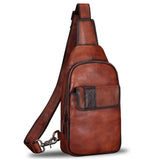 Genuine Leather Sling Bags Hiking Sling Backpacks Shoulder Fanny Pack Vintage Handmade Crossbody Chest Daypack (Coffee)