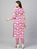 Gosriki Women'S Cotton Blend Printed Straight Kurta With Pant (Pustak Baby Pink-Gs_S_Black_Small),Baby Pink,,B0D9WFF72L