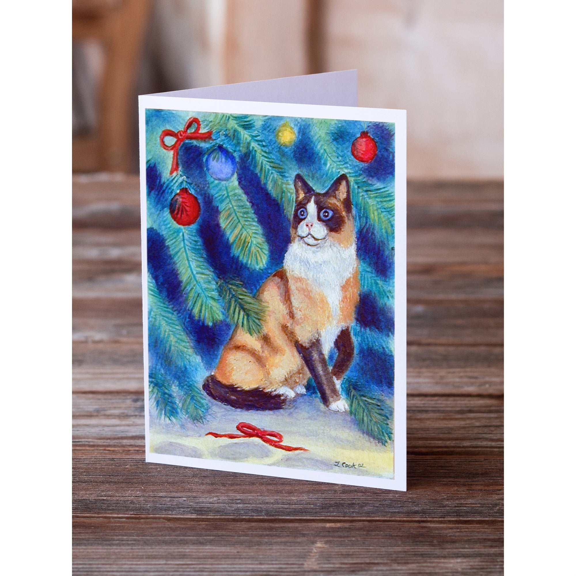 Christmas Tree Cat Greeting Cards And Envelopes Pack Of 8