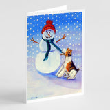 Snowman With Fox Terrier Greeting Cards And Envelopes Pack Of 8