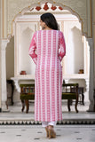 Anni Designer Women'S Rayon Printed Straight Kurta (Oni101 White-Snw_L_Pink_Large),Pink,L,Rayon,Regular,