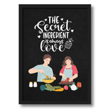 Artaction Kitchen & Cooking Wall Frame Poster | Heartwarming Quote the Secret Ingredient Is Always Love | A4 Size | Black Framed