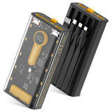 Portable Charger 10000mAh,22.5W Fast Charging Power Bank with Built in Cables,Transparent External Battery Pack with Flashlight,