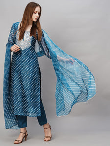 Gosriki Women'S Cotton Blend Straight Printed Kurta With Pant & Dupatta (Doremi Kerocin-Gs_Xl_Kerocin_X-Large) Dark Blue,Dark Blue,,B0D73VB1Z6