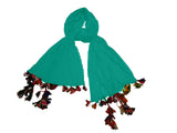 Verismo Scarf Cotton Soft Quality Solid Teal Color Nice Big Stole With Beautiful Multi Color Fringes To Get Charming Look. You C