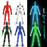 Luminous T13 Action Figure Set, 6PCS Robot Action Figure Titan 13 3D Printed Toys Articulated, for Modeling Enthusiasts Etc Birt