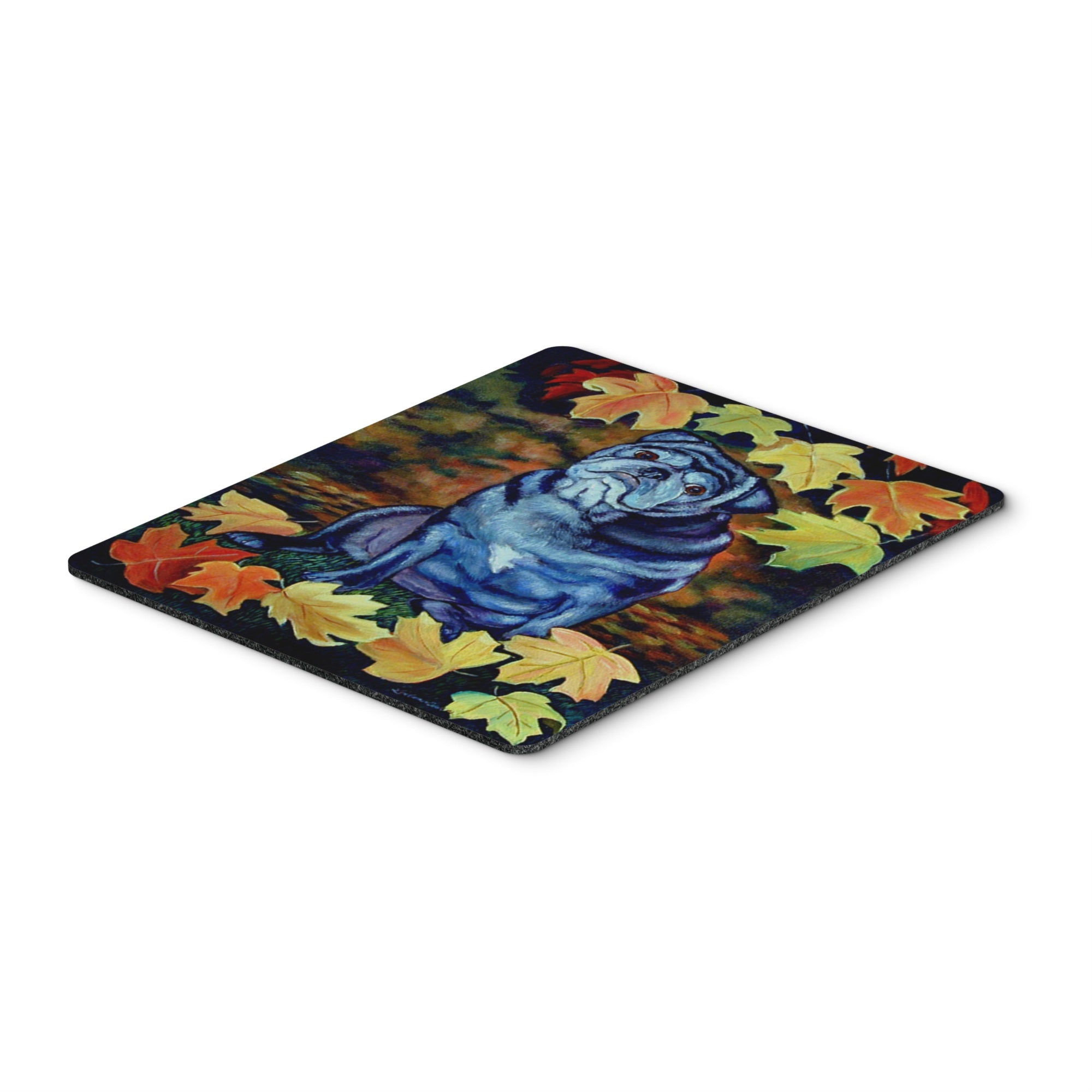 Caroline'S Treasures Mouse/Hot Pad/Trivet, Old Black Pug In Fall Leaves (7159Mp)