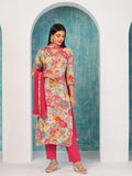 Anni Designer Women'S Cotton Blend Printed Straight Kurta With Pant & Dupatta (Ruth Pink-Nw_Xl_Pink_X-Large),Pink,XL,,,