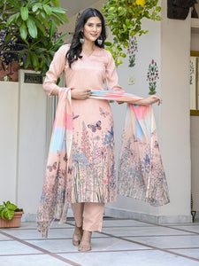 Gosriki Women'S Cotton Blend Printed Straight Kurta With Pant & Dupatta (Rml Peach-Gs_Xxl_Peach_Xx-Large),Peach,2,B0D3QQ7J7P