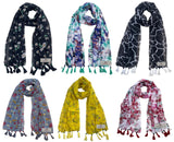 Fusfus WomenS Printed Chiffon Scarves And Stoles, Free Size(Multicolour, Fs2002) Pack Of 6 (Multicolor4)