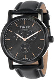 Timex Analog Watch For Man With Black Round Dial & Black Leather Strap Band Water Resistant Men'S Wrist Watches - Tweg16610