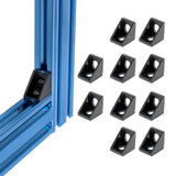 POWERTEC Corner Bracket Connector w/ Slide-in T-Nuts (10 Sets) - Fits T-Slot and V-Slot Profile Aluminum Extrusion, Ideal for CN