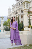 Anni Designer Women'S Rayon Blend Solid Straight Kurta With Pant & Dupatta (Raja Saab Purple-Vks05_Xl_Purple_X-Large),Purple,XL,,,