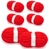 Chunky Chenille Yarn for Crocheting/Arm Knitting, Super Soft Jumbo Knit Blanket Yarn Red 6 Pack (32 yds, 8.5 oz Each Pack)
