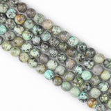 Ouubuuy Natural African Turquoise Gemstone Beads for Jewellery Making, 8MM Round Smooth Stone Beads, 45 Pieces per String