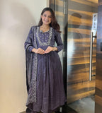 Gosriki Women'S Rayon Blend Anarkali Embroidered Kurta With Pant & Dupatta (Anandhi Purple-Gs_Xxl_Purple_Xx-Large),Purple,2,B0DLGJ6N29