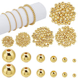 PH PandaHall 300pcs 18K Gold Plated Spacer Beads, 5 Sizes Smooth Long-Lasting Spacer Beads Metal Round Beads Brass Loose Beads f