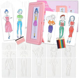 Pink Fashion Design Drawing Kit for Girls, 15 Double-Sided Rubbing Plates with Crayons, Colored Pencils, Paper & Display Frame, 