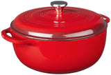 Lodge 7.5 Quart Enameled Cast Iron Dutch Oven with Lid - Dual Handles - Oven Safe up to 500 F or on Stovetop - Use to Marinate, 
