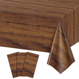 3 Pack Wood Grain Plastic Tablecloth, 54 X 108Inch Rustic Wood Table Covers for Rectangle Table Disposable Vintage Farmhouse Tab
