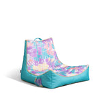 Big Joe Captain's Float No Inflation Needed Pool Lounger with Drink Holder, Tropical Hibiscus Aqua Double Sided Mesh, Quick Drai