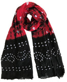 Kkrish Handcrafted Soft Touch Pure Cotton Bandhej (Bandhni) Stole, 2 Colors (Black Red)