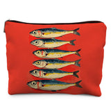Likjad Sardines Beach Makeup Bag, Red Fish Coastal Cosmetic Bags for Women, Fish Lover Gifts Makeup Pouch, Nautical Beach Ocean 