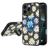 Fiyart Designed for iPhone 16 Pro Case with Wrist Strap Kickstand Cute Trendy Daisy Florals for Women Girls Slim Fit Flowers Pat