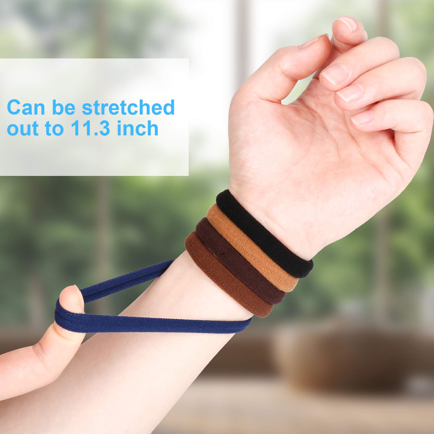 100PCS Large Cotton Seamless Hair Ties Bands - Ponytail Holders - Thick Hair Elastics for Thick Heavy and Curly Hair (2 Inch in