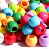 190pcs 14mm Plastics Acrylic Beads Mix Rainbow Color DIY Colorful Mix 10 Color Large Hole Hair Beads(Hole:6mm)