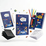 Tikkitots Space Scratch Art & Colouring Book Set for Kids | 30 Sheet Colour Pad, 14 Rainbow Reveal Pages, 8 Pencils, Wooden Styl