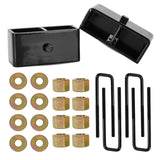 2 Rear Leveling Lift Block Kit w/Square U-Bolts Compatible with 2001-2010 Chevy Silverado & GMC Sierra 2500 HD, 2000-2010 GMC Yu