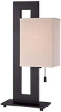 360 Lighting Modern Accent Table Lamp 20.5 High Rich Espresso Bronze Brown Open Rectangular Metal Base Oatmeal Floating Box Shad