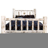 Montana Collection Twin Storage Bed W/Laser Engraved Pine Design, Ready To Finish