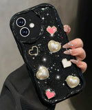 Toycamp for iPhone 12 Case Cute - Women Girly Girls Glitter Phone Cover 12 Kawaii Sparkle Bling Shine Aesthetic Pretty Unique Wa