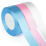 ASTARON Satin Ribbon for Crafts 1 Inch, Pink Blue Solid Color Fabric Ribbon for Gifts Bouquets Wrapping DIY Hair Bows Birthday W